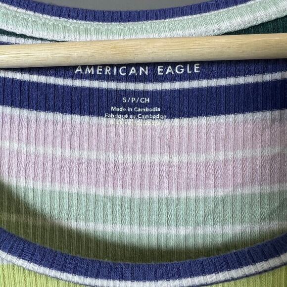 American Eagle Retro Style Baby Doll Striped Fitted Tee T Shirt Size S - Picture 3 of 4